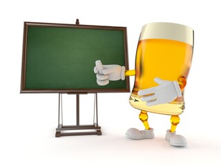 Beer character with blank blackboard