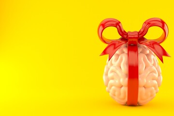 Brain with red ribbon