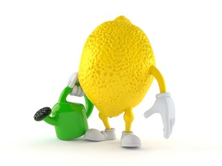 Lemon character holding watering can