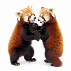 Fototapeta premium Two playful Red Pandas (Ailurus fulgens)