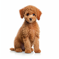 A full body shot of a sweet Poodle puppy (Canis lupus familiaris)