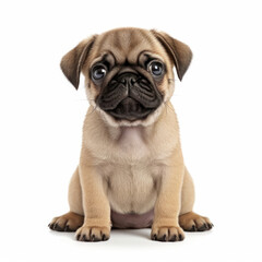 Obraz premium A full body shot of a charming Pug puppy (Canis lupus familiaris)