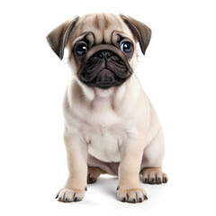 Obraz premium A full body shot of a charming Pug puppy (Canis lupus familiaris)