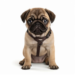 Obraz premium A full body shot of a charming Pug puppy (Canis lupus familiaris)