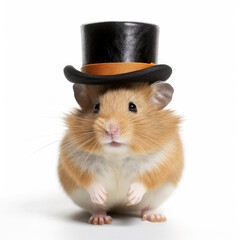 A Syrian Hamster (Mesocricetus auratus) wearing a tiny hat
