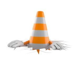Traffic cone character inside hole