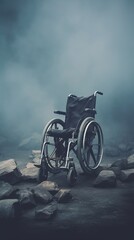 Fototapeta na wymiar Wheelchair with stunning scenery. Generative AI
