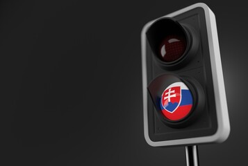 Slovakia flag inside traffic light