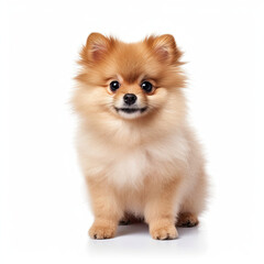 Obraz premium A full body shot of a precious Pomeranian puppy (Canis lupus familiaris)
