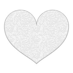 Classic floral lace heart shape, off white color, isolated with transparent background. This is part of a set which includes uppercase and lowercase letters, symbols, and other elements.