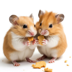 Two Hamsters (Cricetinae) gathering food