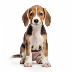 A full body shot of a lovely Beagle puppy (Canis lupus familiaris)