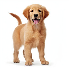 A full body shot of an adorable Golden Retriever puppy (Canis lupus familiaris)