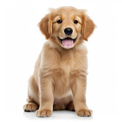 A full body shot of an adorable Golden Retriever puppy (Canis lupus familiaris)