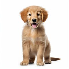 A full body shot of an adorable Golden Retriever puppy (Canis lupus familiaris)