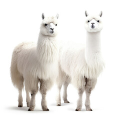 Fototapeta premium Two Llamas (Lama glama) grazing together