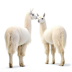 Fototapeta premium Two Llamas (Lama glama) grazing together