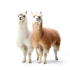 Fototapeta premium Two Llamas (Lama glama) grazing together