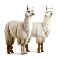 Fototapeta premium Two Llamas (Lama glama) grazing together