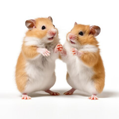 Two Hamsters (Cricetus cricetus) in a playful pose