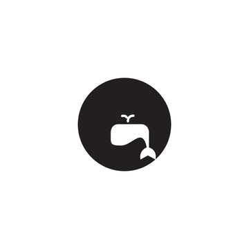 black whale logo icon illustration.