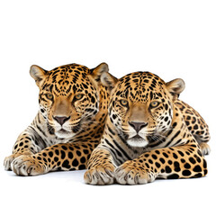 Two Jaguars (Panthera onca) lying down together