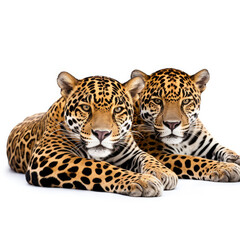 Two Jaguars (Panthera onca) lying down together