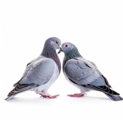 Two Pigeons (Columba livia domestica) preening each other