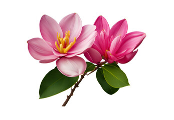 Pink lotus flower with leaves png