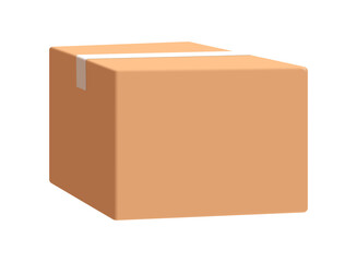 brown parcel box or cardboard box on transparent background