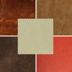 Fototapeta premium Natural cowhide in various color, luxury clothing accessories suitable for photo collage, website header banner