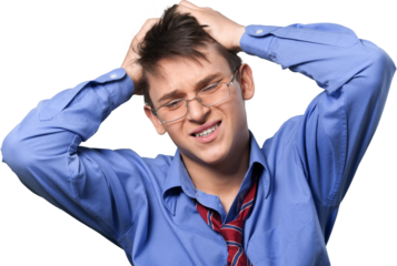 Young man appearing very frustrated