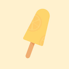 Frozen ice cream popsicle in citrus flavor isolated on white background.Cartoon vector illustration