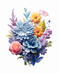 Obraz na płótnie Canvas bouquet of flowers in vase, bouquet of flowers, Pastel 3D Flowers Sublimation Collection, bouquet of roses, abstract background, Created using generative AI 