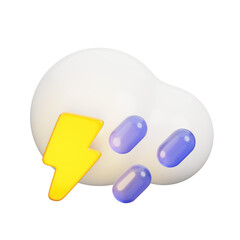 3D Thunderstorm. Weather icons for forecast design application and web. 3d render illustration.