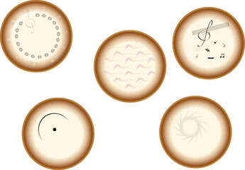 Stylized elements of musical notation for design.