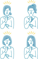 納得して手を叩く女性　セット