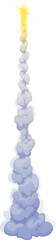 Cartoon rocket takeoff smoke trail. Spaceship launch trail, shuttle spacecraft or missile takeoff track, space rocket or jet airplane flight vector trace. Asteroid or comet fireball motion contrail