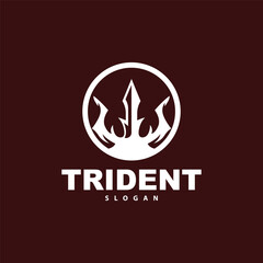 Trident Logo, Vector Magic Spear of Poseidon Neptune, Triton King Design, Template Icon Brand Illustration