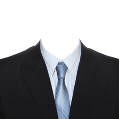 Business men's suit with a blue tie. A template to add to a portrait.