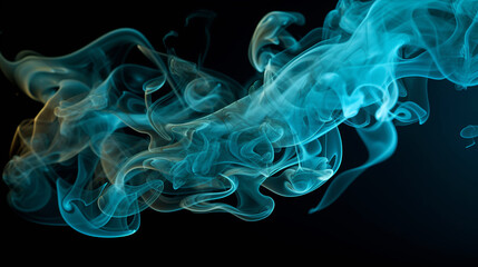 Cyan smoke as it elegantly floats through the air, Generative AI