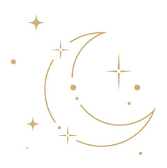 star element, sun and constellations, moons and stars gold decorative ornament