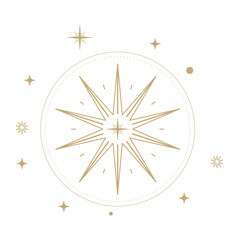 star element, sun and constellations, moons and stars gold decorative ornament © Arthit