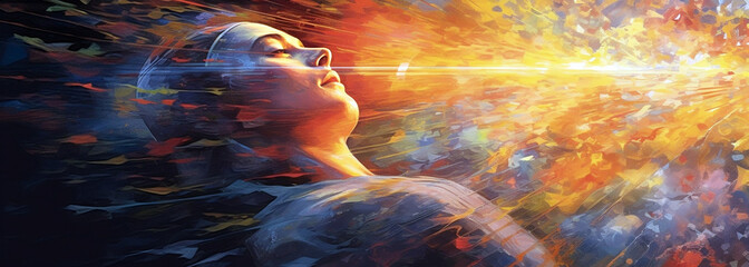 Fantastic illustration on the theme in search of the subconscious. abstract illustration. Generative Ai. 