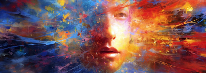 abstract colorful illustration, subconscious mind concept. Generative Ai. 