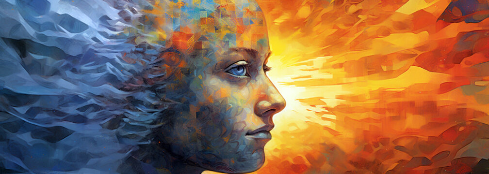 abstract colorful painting. Generative Ai. 