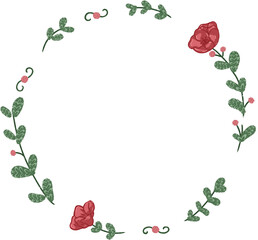 red rose Critical frame with  flowers lines frame minimal style illustration