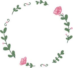 Obraz na płótnie Canvas Pink rose Critical frame with flowers lines frame minimal style illustration