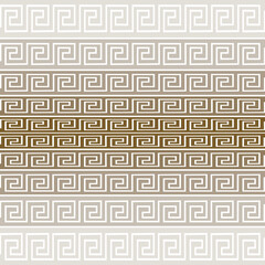 Borders. Traditional tribal ethnic greek style border seamless pattern. Vector ornamental halftone background. Repeat light backdrop. Geometric striped ornaments. Greek key meanders. Endless texture