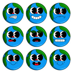 retro cartoon groovy character y2k style icon 90s, 80s stickers set